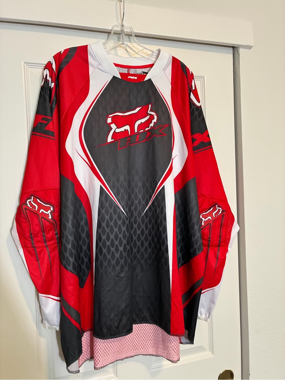 Vintage Fox Red, gray & White adult Motocross Jersey XXL